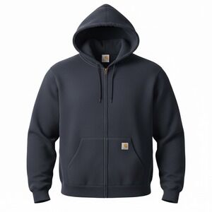 Carhartt Loose Fit Full Zip Sweatshirt Navy Blue Hooded Jacket Mens 2XL NWT